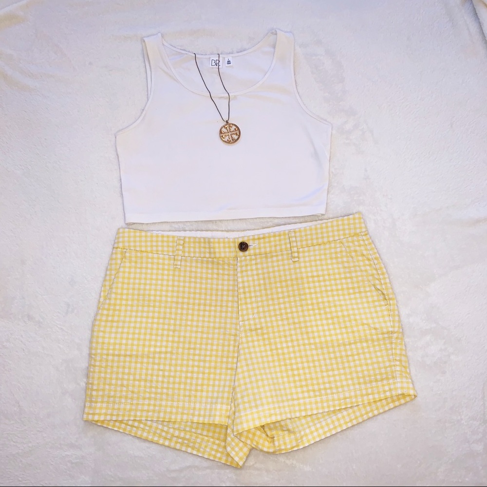 Yellow & White Gingham (checkered) Shorts